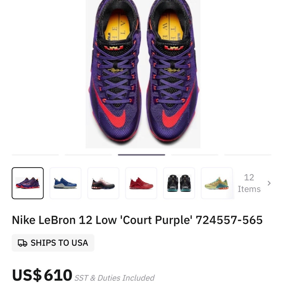 Nike Low-Top Basketball Shoes in Purple with Red Swoosh